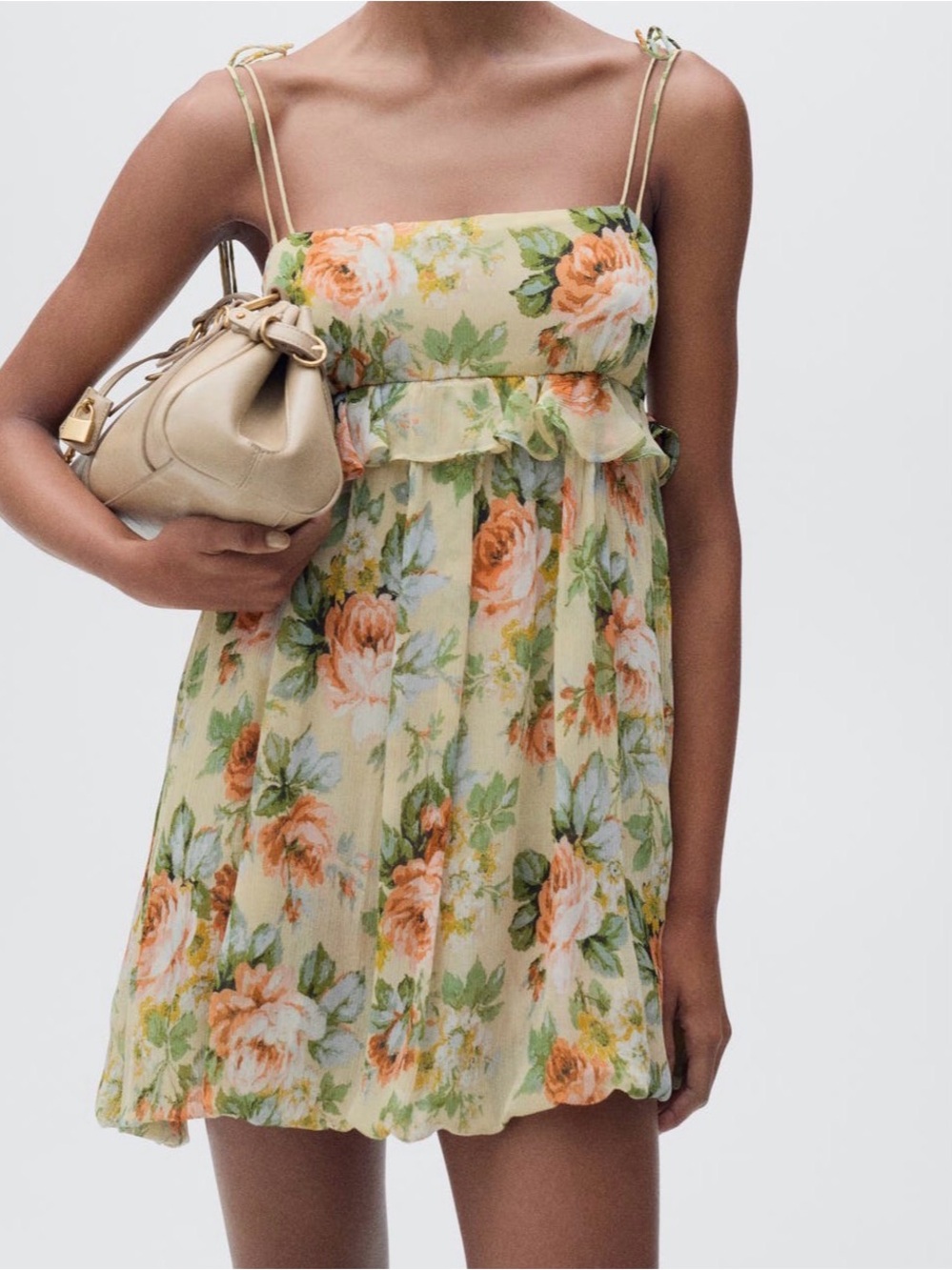 Mango Floral Ruffle Mini Dress